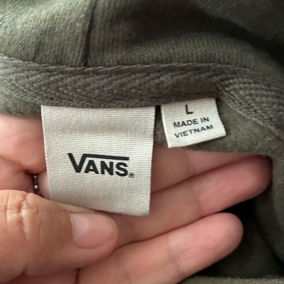 Vans Women’s Olive Green Floral Cropped Long Sleeve Hoodie Pullover Sweater L - Picture 10 of 13